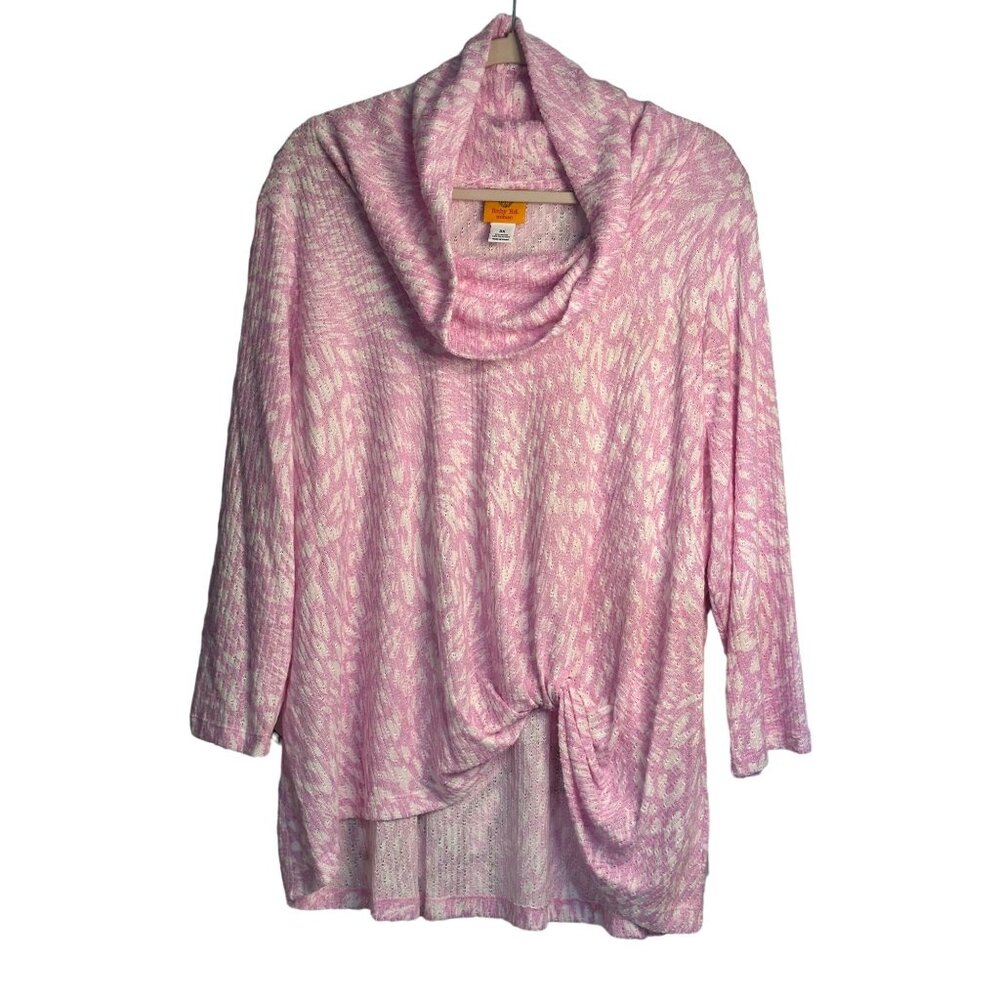 NWT Ruby Rd. Women’s Plus Size Blouse – Pink & White Cowl Neck, 3/4 Sleeve, 3X